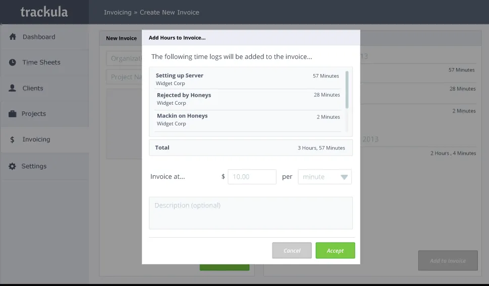 Trackula interface screenshot 2